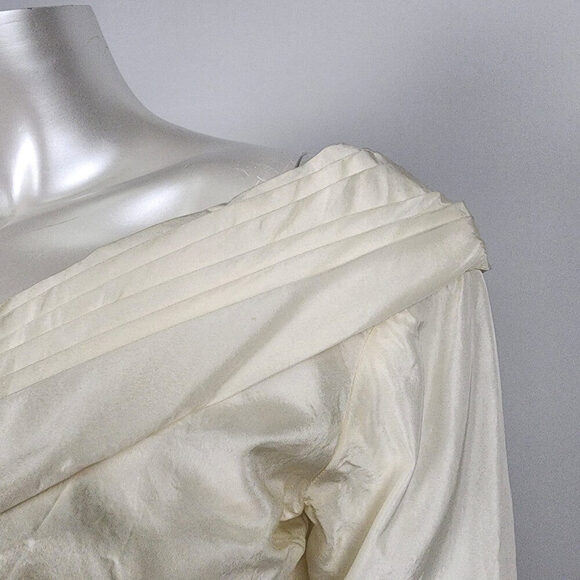 Vintage Cream Sequined Floral Detail Drop Shoulder Wedding Dress Size XS - Picture 4 of 16